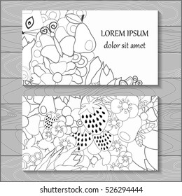 stock vector background. template for card, cover, poster.  pattern with leaf, flowers,butterfly, strawberry