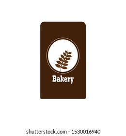 stock vector of bakery shop logo with brown leaves isolated on white background