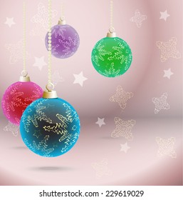 Stock vector banner  background with christmas balls and snowflakes ornament