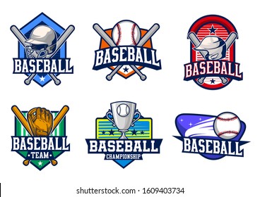 Stock Vector Baseball Emblem Set. Sports Logo Illustration