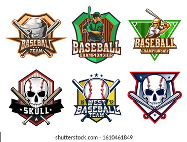stock vector baseball emblem set. sports logo collection illustration