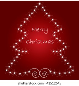 Stock vector beautiful illustration red christmas tree card