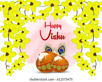 stock vector beautiful vishukani flower card for vishu festival