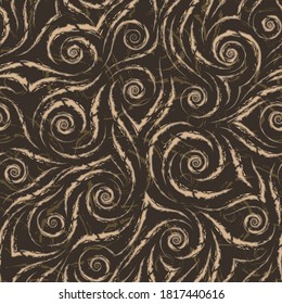 Stock vector beige seamless pattern.Abstract texture from torn lines on brown background.Texture for fabrics or wrapping paper.