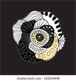 stock vector big isolated flower, doodle pattern. abstract art background