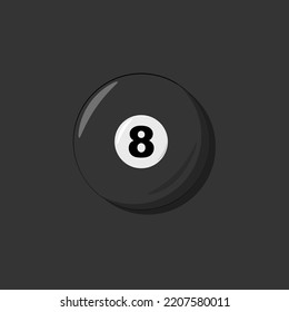 Stock vector of billiard ball number 8. Black color. Isolated wind object on black background