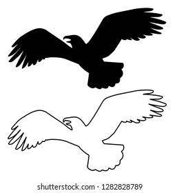 Stock vector bird eagle black icon logo, isolated design element