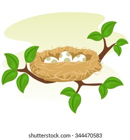 Stock Vector of a Birds Nest and Egg