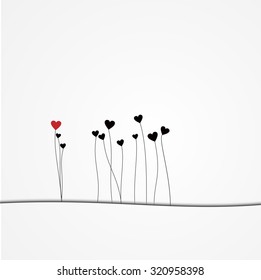 stock vector  black and red hearts