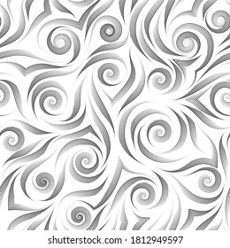 Stock vector black seamless pattern.Abstract texture from graceful lines on a white background.Texture for wrapping paper or fabric