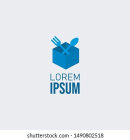 Stock Vector Blue Box Lorem Ipsum Font Logo Design