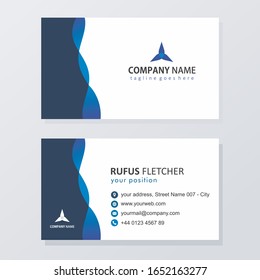 Stock Vector Blue Simple Elegant Card Waves Design for Company Business Industry Use