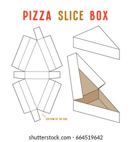 Stock vector box for pizza slice. Unwrapped and 3d image