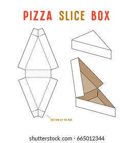 Stock vector box for pizza slice. Unwrapped and 3d image