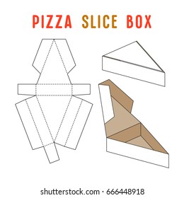 Stock vector box for pizza slice. Unwrapped and 3d image