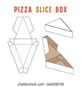 Stock vector box for pizza slice. Simple design. Unwrapped and 3d image