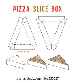 Stock vector box for pizza slice. Unwrapped and 3d image