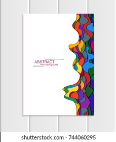 Stock vector brochure A4 or A5 format in abstract style. Design business templates with round, uneven multicolored shapes on white background for printed materials, design element, cover, wallpaper