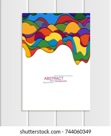 Stock vector brochure A4 or A5 format in abstract style. Design business templates with round, uneven multicolored shapes on white background for printed materials, design element, cover, wallpaper