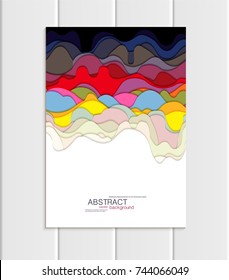 Stock vector brochure A4 or A5 format in abstract style. Design business templates with round, uneven multicolored shapes white background for printed materials, design element, card, cover, wallpaper