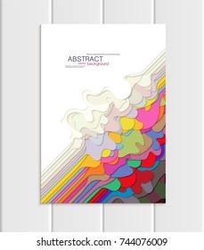 Stock vector brochure A4 or A5 format in abstract style. Design business templates with round, uneven multicolored shapes white backgrounds for printed material, design element, card, cover, wallpaper