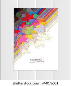 Stock vector brochure A4 or A5 format in abstract style. Design business templates with round, uneven multicolored shapes white backgrounds for printed material, design element, card, cover, wallpaper