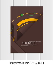 Stock vector brochure A5 or A4 format in material design style. Design business template with abstract round shapes on brown background for printed material, element web site, cards, cover, wallpaper
