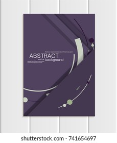 Stock vector brochure A5 or A4 format material design style. Design business templates with abstract round shapes on violet background for printed material, element web site, cover, wallpaper