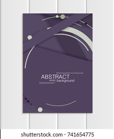 Stock vector brochure A5 or A4 format material design style. Design business templates with abstract round shapes on violet background for printed material, element web site, cover, wallpaper