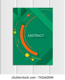 Stock vector brochure A5 or A4 format material design style. Design business templates with abstract orange round shapes on green background for printed material, element web site, cover, wallpaper