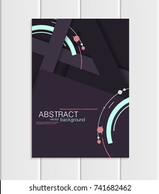 Stock vector brochure A5 or A4 format material design style. Design business templates with abstract turquoise round shapes on violet background for printed material element web site, cover, wallpaper