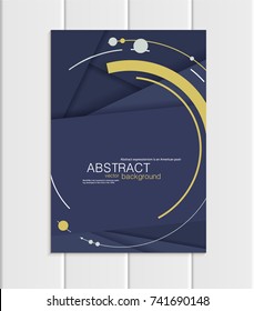 Stock vector brochure A5 or A4 format material design style. Design business templates with abstract yellow round shapes on dark blue background for printed material element web site, cover, wallpaper