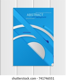 Stock vector brochure A5 or A4 format material design style. Design business templates with abstract round white shapes on blue background for printed material element web site, cover, wallpaper