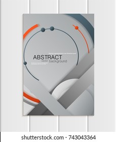 Stock vector brochure A5 or A4 format material design style. Design business templates with abstract red and black round shapes gray background for printed material element web site, cover, wallpaper