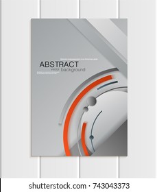 Stock vector brochure A5 or A4 format material design style. Design business templates with abstract red and black round shapes gray background for printed material element web site, cover, wallpaper
