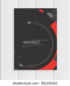 Stock vector brochure in abstract style. Design business templates with red rounds, rectangular shapes on dark gray background for printed materials, elements, web sites, cards, covers, wallpaper