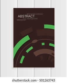 Stock vector brochure in abstract style. Design business templates with green rounds, rectangular shapes on dark brown background for printed materials, elements, web sites, cards, covers, wallpaper