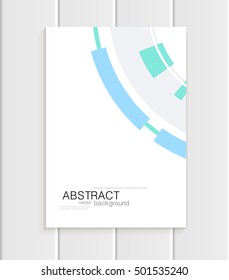 Stock vector brochure in abstract style. Design business templates with turquoise rounds, blue rectangular shapes on white background for printed materials, elements, web sites, card, cover, wallpaper