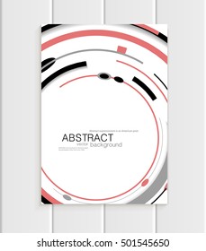 Stock vector brochure in abstract style. Design business templates with red rounds, gray rectangular shapes on white background for printed materials, elements, web sites, cards, covers, wallpaper