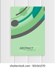 Stock vector brochure in abstract style. Design business templates with brown rounds, rectangular shapes on green background for printed materials, elements, web sites, cards, covers, wallpaper
