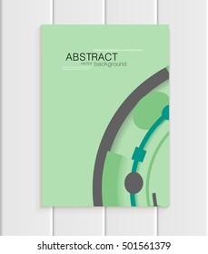 Stock vector brochure in abstract style. Design business templates with brown rounds, rectangular shapes on green background for printed materials, elements, web sites, cards, covers, wallpaper