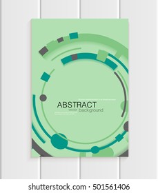 Stock vector brochure in abstract style. Design business templates with brown rounds, rectangular shapes on green background for printed materials, elements, web sites, cards, covers, wallpaper