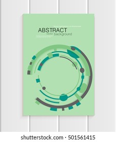 Stock vector brochure in abstract style. Design business templates with brown rounds, rectangular shapes on green background for printed materials, elements, web sites, cards, covers, wallpaper