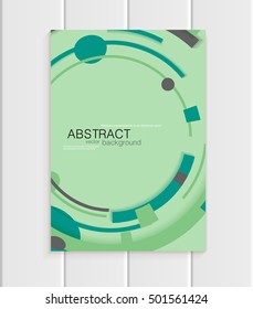 Stock vector brochure in abstract style. Design business templates with brown rounds, rectangular shapes on green background for printed materials, elements, web sites, cards, covers, wallpaper