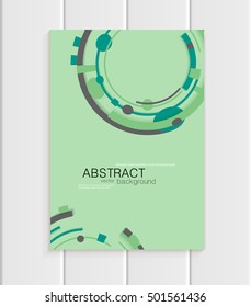 Stock vector brochure in abstract style. Design business templates with brown rounds, rectangular shapes on green background for printed materials, elements, web sites, cards, covers, wallpaper