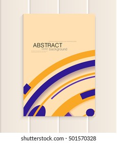 Stock vector brochure in abstract style. Design business templates with brown yellow, purple rectangular shapes on beige background for printed materials, elements, web sites, cards, covers, wallpaper
