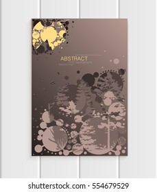 Stock vector brochure design business template abstract nature element with abstract circles unusual landscape, decor on brown background for printed material, greeting card, cover, corporate identity
