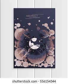 Stock vector brochure design business template abstract nature ecology element unusual forest landscape, full moon on violet background for printed materials, greeting card, cover, corporate identity