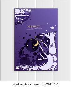 Stock vector brochure design business template abstract nature element unusual landscape ecology abstract circles violet background for printed materials, greeting card, cover, corporate identity
