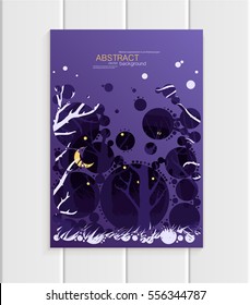Stock vector brochure design business template abstract nature element unusual landscape ecology abstract circles violet background for printed materials, greeting card, cover, corporate identity